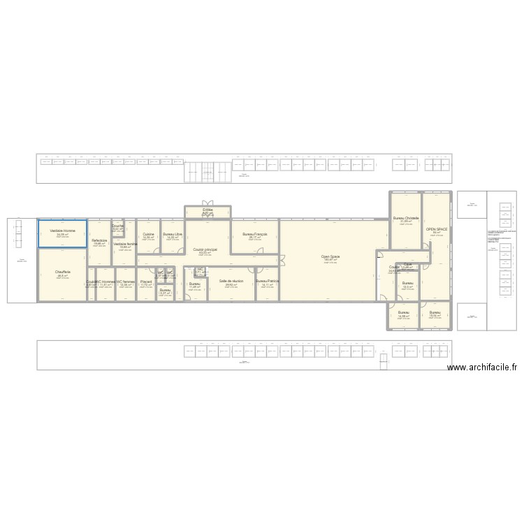 MUPA - Existant - V1. Plan de 29 pièces et 653 m2