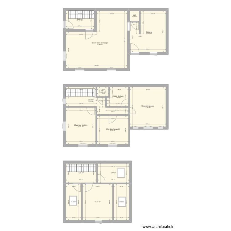 Maison. Plan de 15 pièces et 145 m2