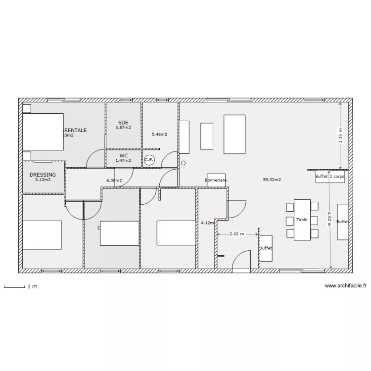 maison_nailloux_meuble. Plan de 