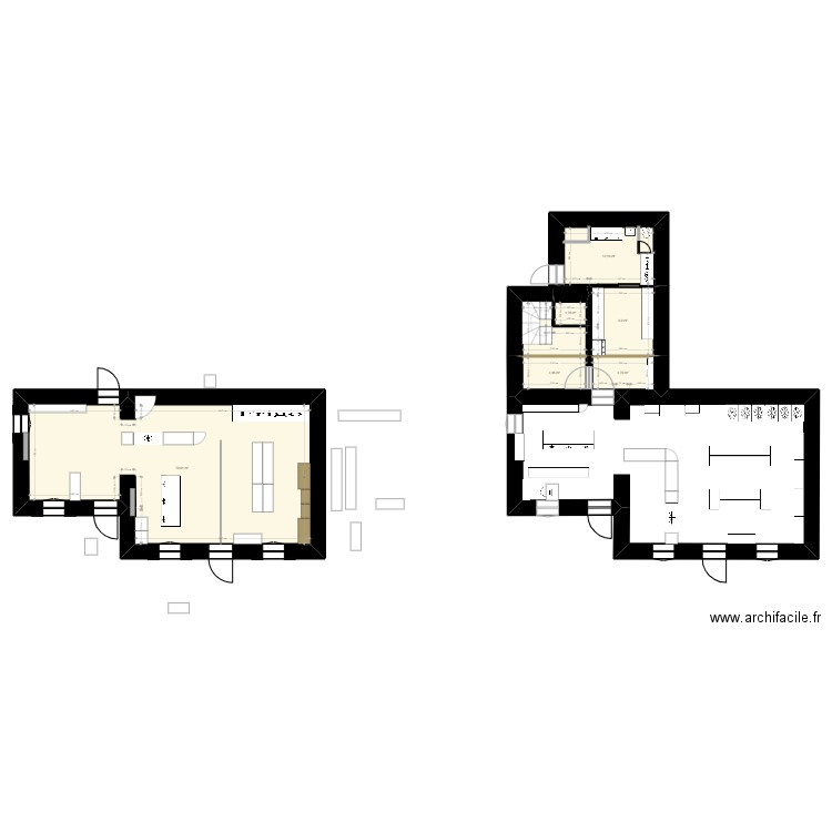 Epicerie. Plan de 7 pièces et 119 m2