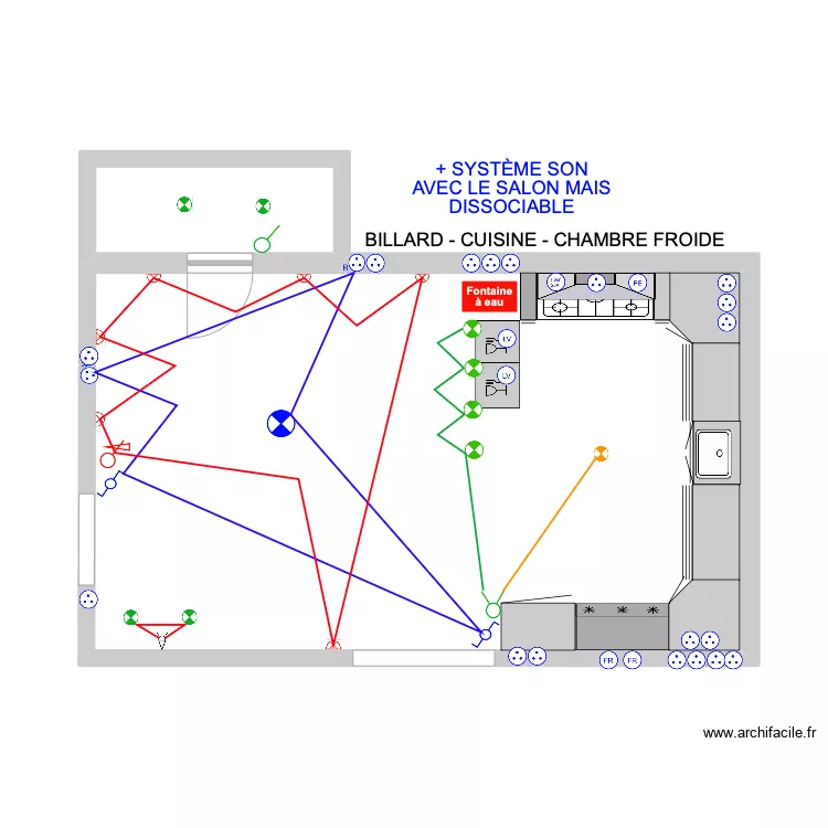 CUISINE - BILLARD - CHAMBRE FROIDE &Eacute;LECTRICIT&Eacute;. Plan de 