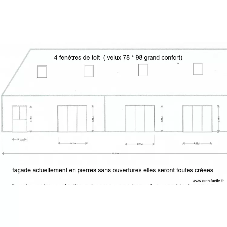 facade cote nord. Plan de 