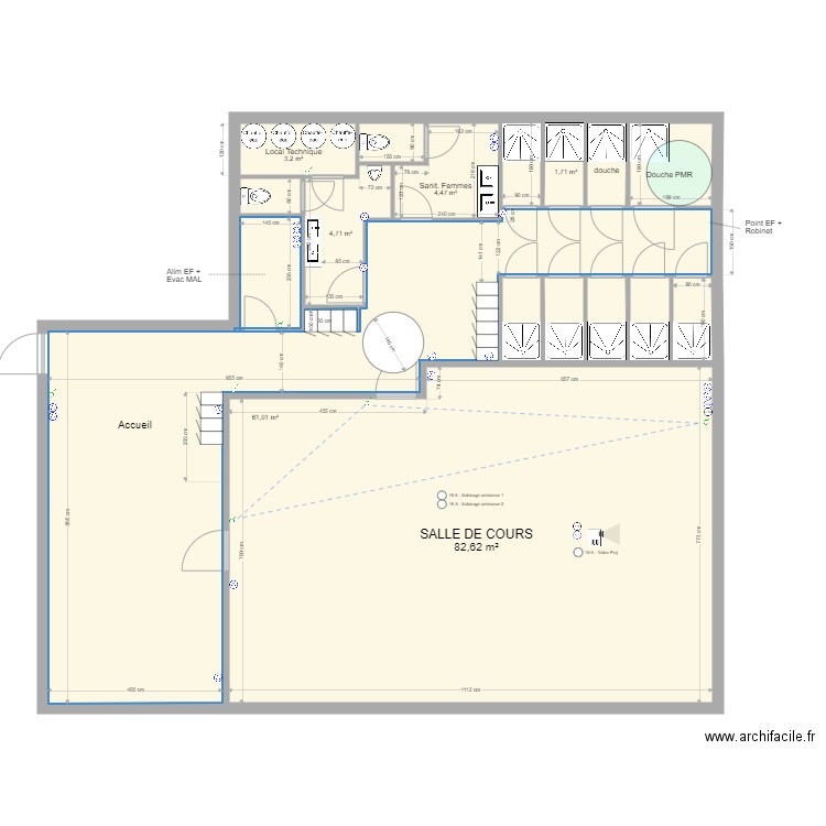 Studio Eguilles Tests Sanitaires. Plan de 16 pièces et 176 m2