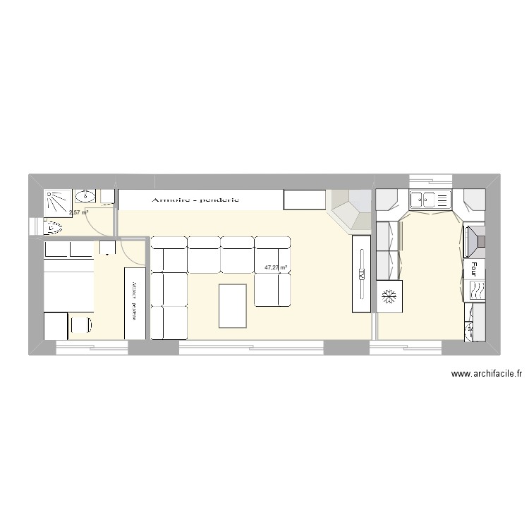 PIERRE DURBEC 13 X 5 = 65 M2. Plan de 2 pièces et 50 m2