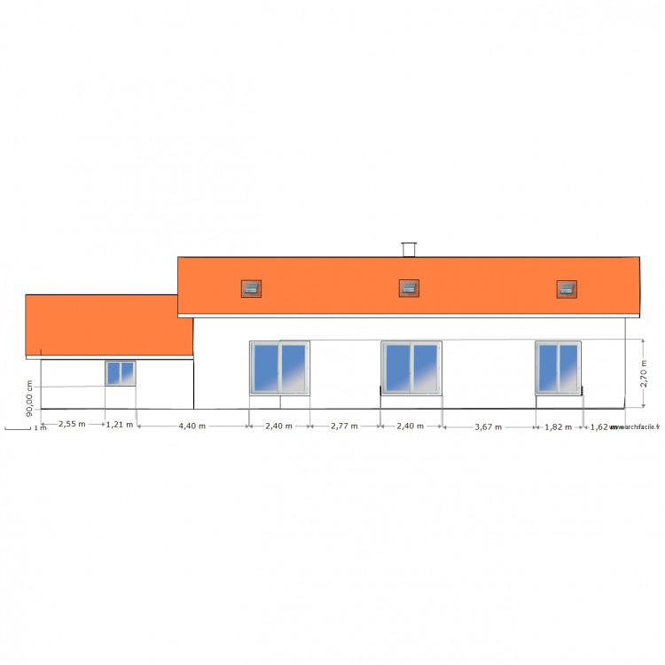 Facade Nord Ouest 100é. Plan de 0 pièce et 0 m2