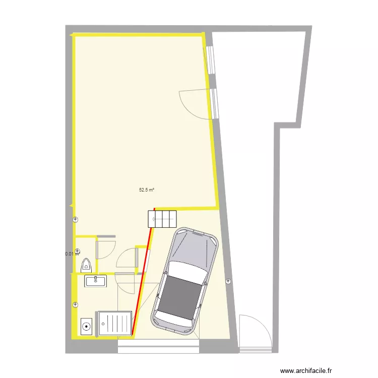 Am&eacute;nagement studio et garage. Plan de 