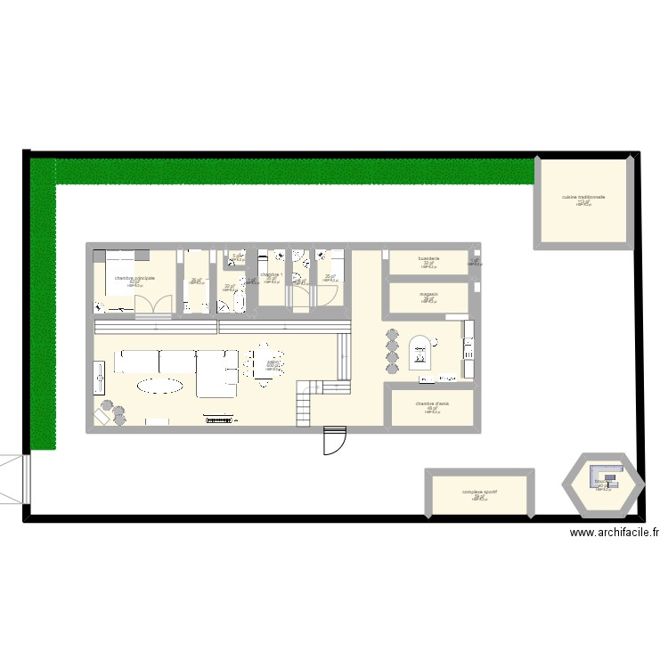 sasbaas house. Plan de 16 pièces et 106 m2