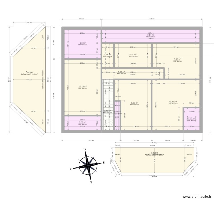 BUONANNO. Plan de 15 pièces et 160 m2