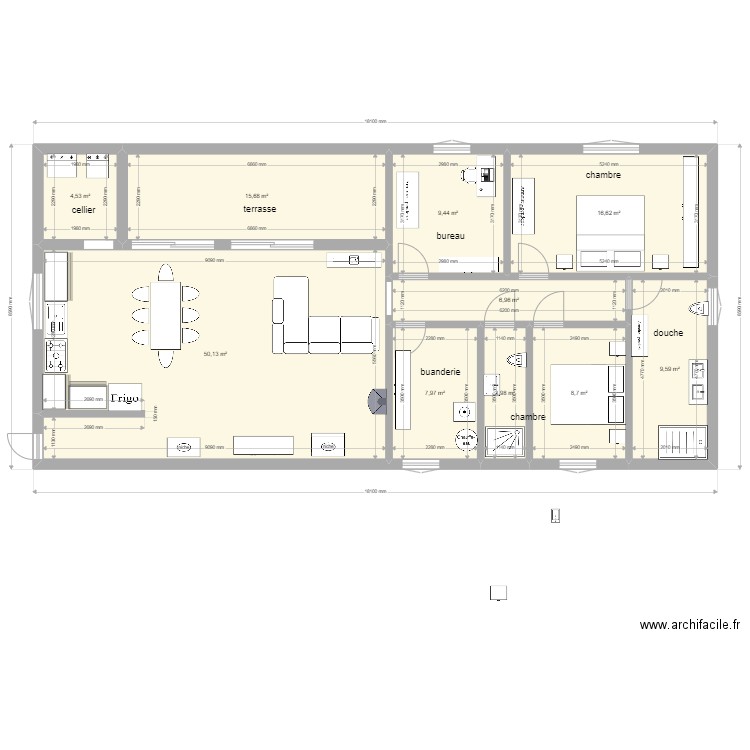 maison 2022 5. Plan de 10 pièces et 134 m2