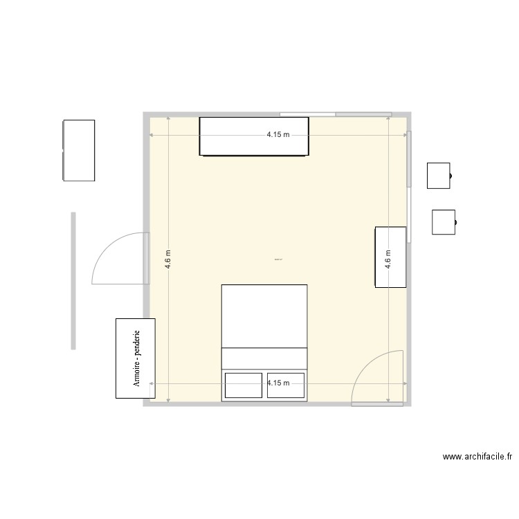 20211113chambre V1. Plan de 1 pièce et 19 m2