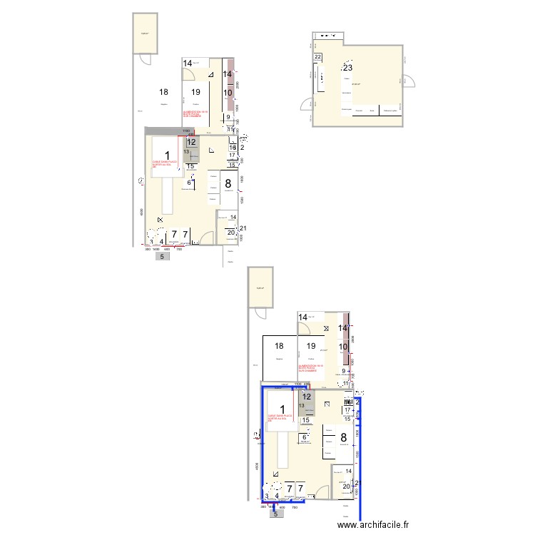 Kade. Plan de 15 pièces et 210 m2