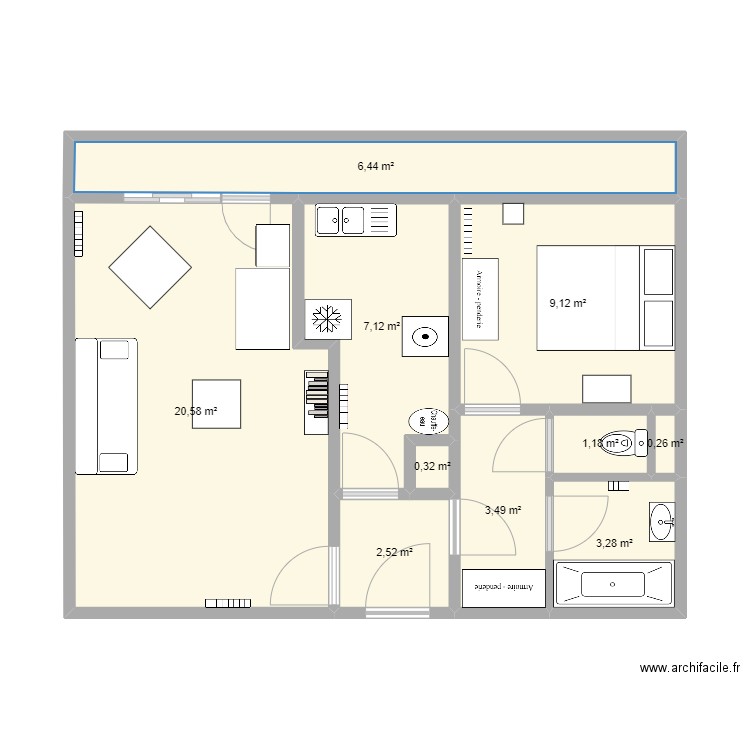 Iss2. Plan de 10 pièces et 54 m2