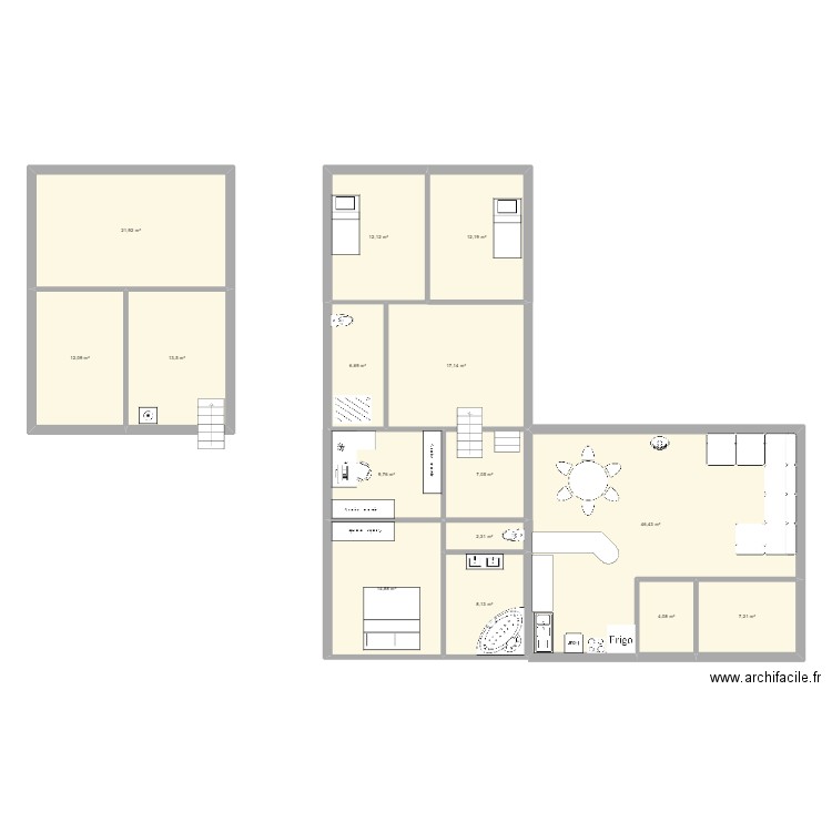 maison. Plan de 15 pièces et 195 m2