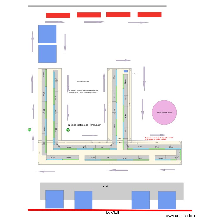 Barnum Marché de Noël 2021 après réunion Mairie. Plan de 3 pièces et 194 m2