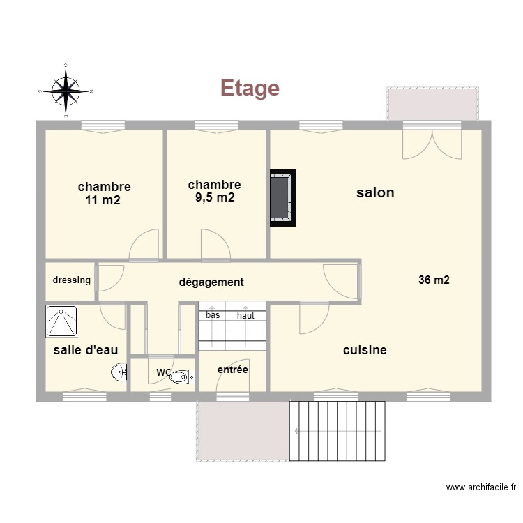 étage mondoloni. Plan de 11 pièces et 88 m2