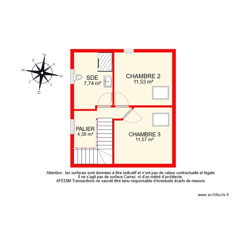 BI 8646 ETAGE 2 NIVEAU 3. Plan de 6 pièces et 39 m2