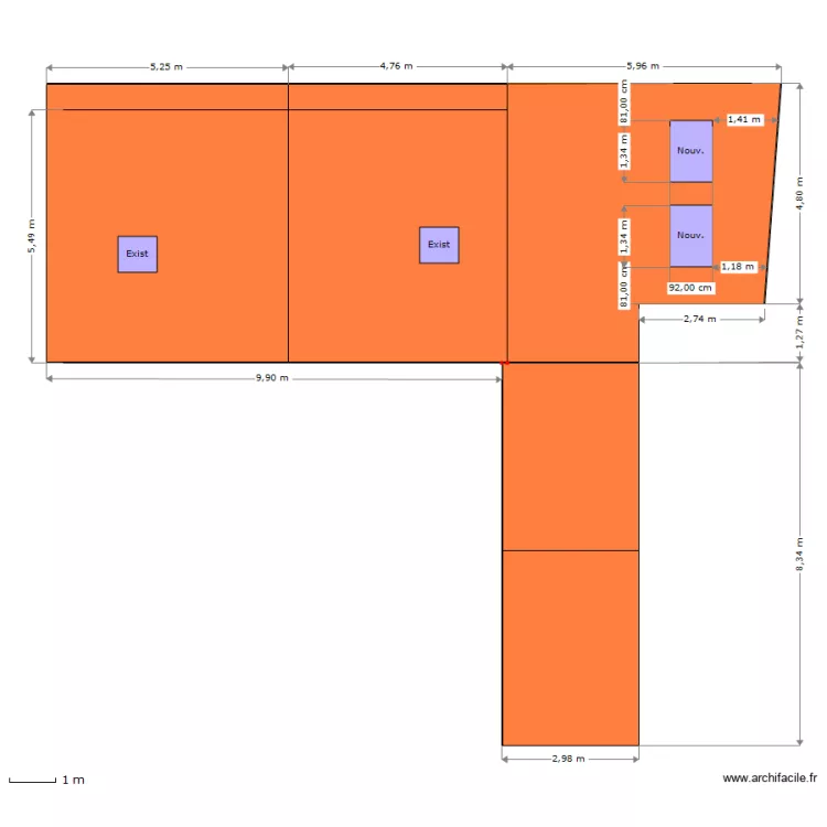 Toiture dessus. Plan de 