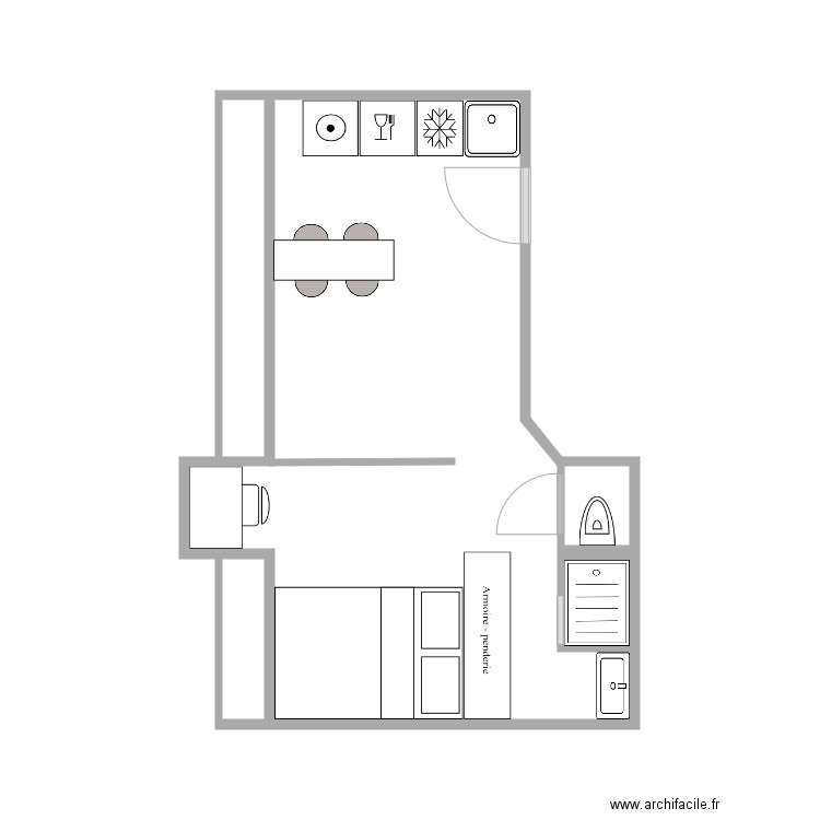 plan condamine meubles. Plan de 4 pièces et 23 m2