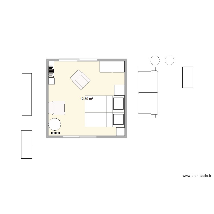 14 GB - Chambre 2e étage SUD. Plan de 1 pièce et 13 m2