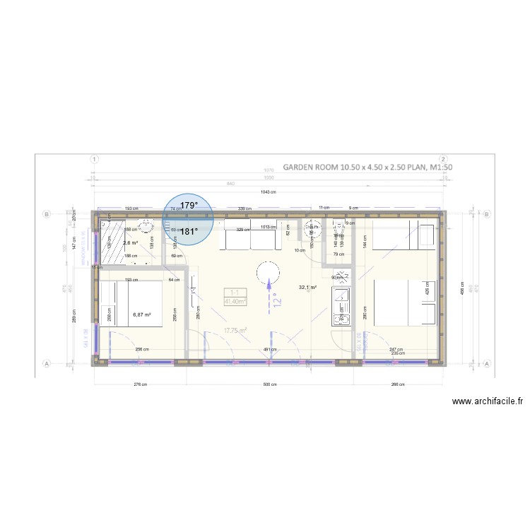 AUTOCONSTRUCTION 40M2. Plan de 3 pièces et 42 m2