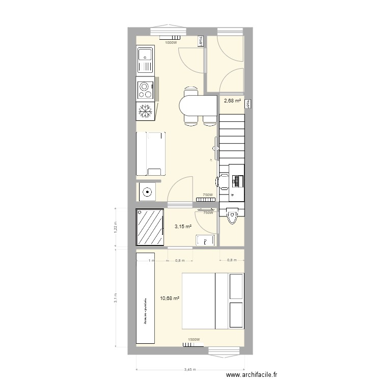 PAM RDC V6. Plan de 6 pièces et 32 m2