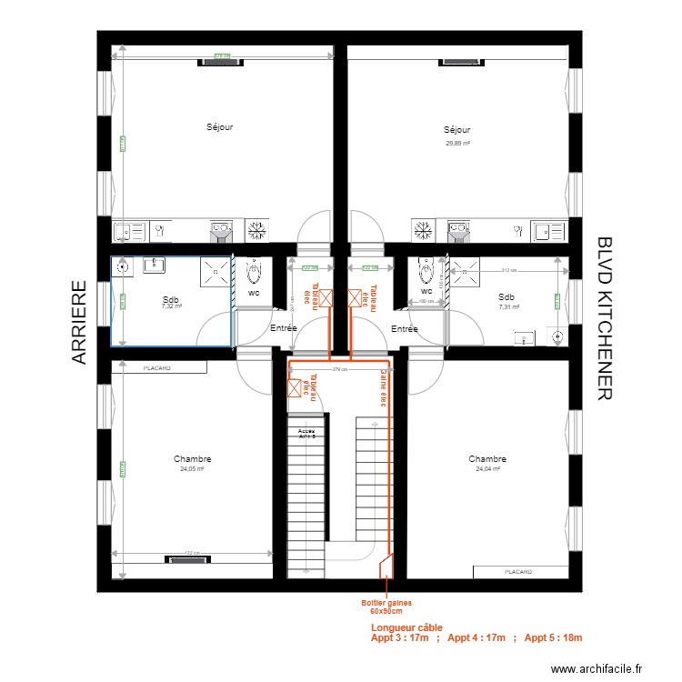 PLAN APT 3 ET 4 2EME ETAGE. Plan de 0 pièce et 0 m2