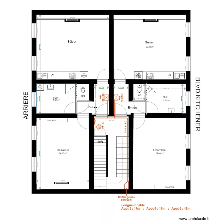 PLAN APT 3 ET 4 2EME ETAGE. Plan de 