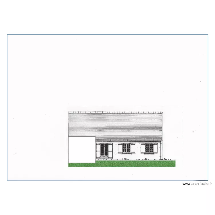 FACADE  OUEST SUR ARRIERE. Plan de 