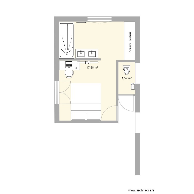 Chambra parentale v3. Plan de 0 pièce et 0 m2