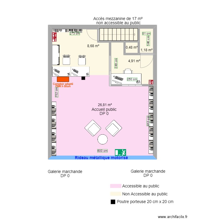 M MOBILE SOUSTONS APRES TRAVAUX. Plan de 6 pièces et 53 m2