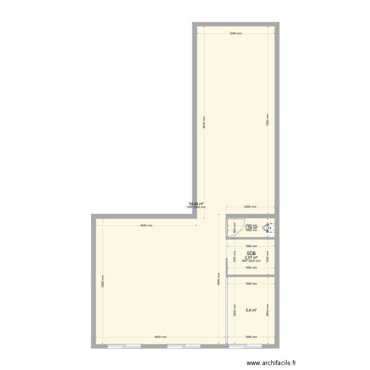 PROJET COUFFON1. Plan de 4 pièces et 65 m2