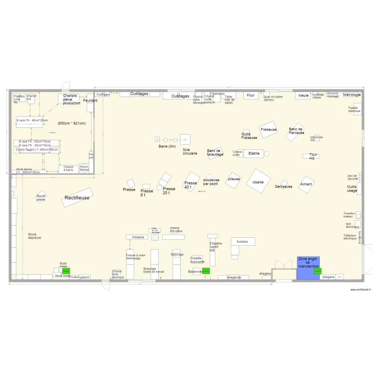 agencement atelier A 32. Plan de 