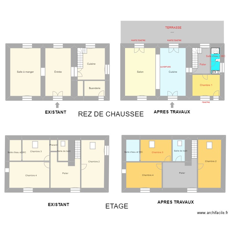 REZ DE CHAUSSEE - EXISTANT. Plan de 21 pièces et 345 m2