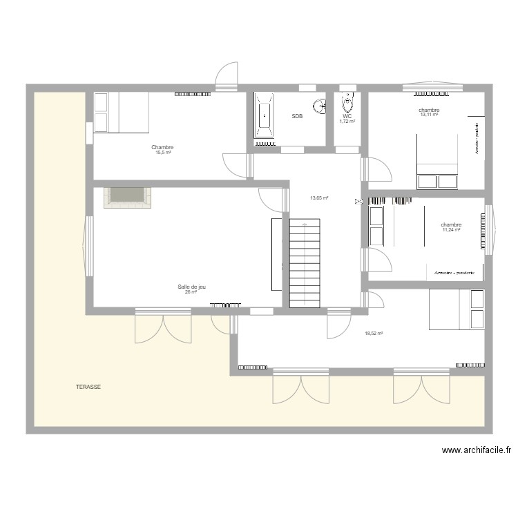 ETAGE GAB 56 2. Plan de 9 pièces et 158 m2