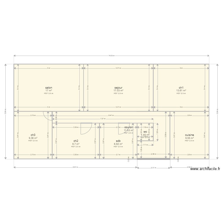 appartement . Plan de 9 pièces et 95 m2