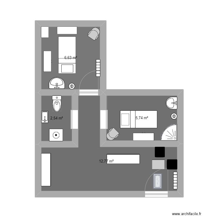 rapport de stage institut . Plan de 4 pièces et 28 m2