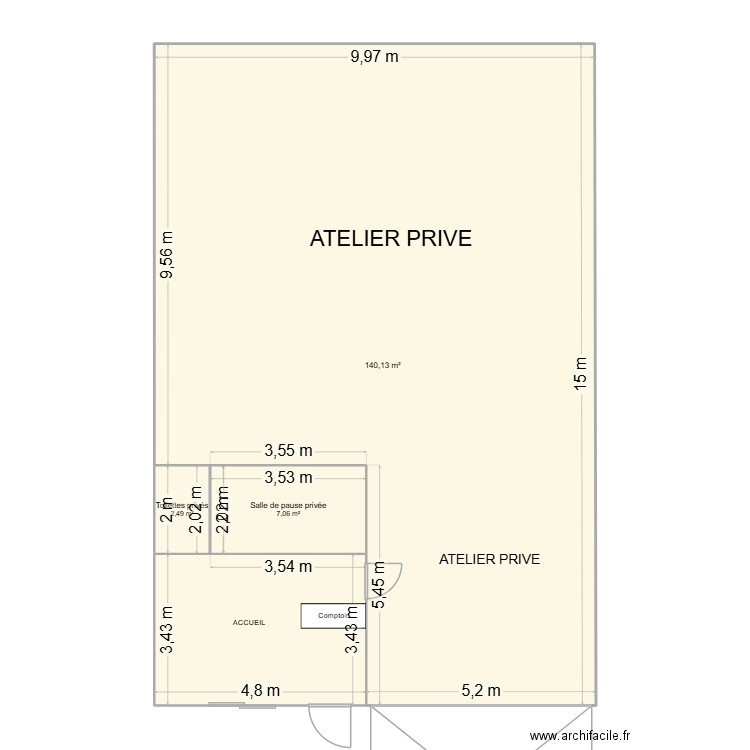 L'Aquarium. Plan de 3 pièces et 150 m2
