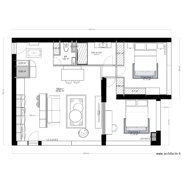 Plan appartement Projet 1 VERSION 4. Plan de 0 pièce et 0 m2