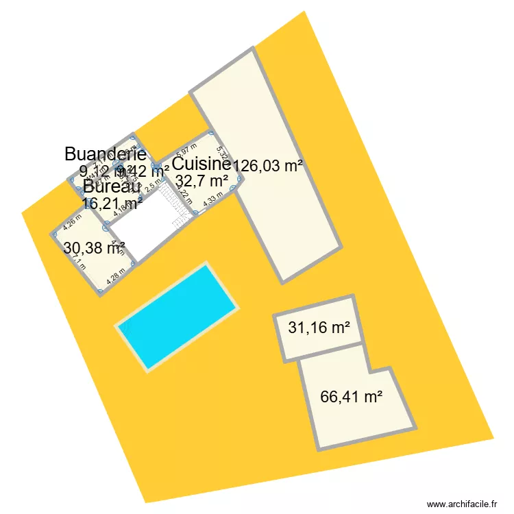 MAISON BONAMY CADASTRE v projection. Plan de 20  et 419 m²