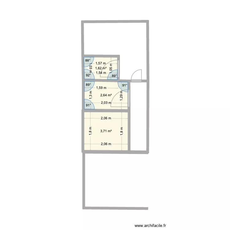 Boulogne 2. Plan de 3 Pièces et 8 m²