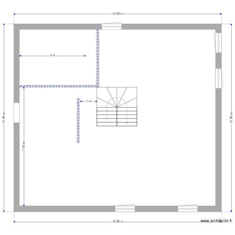 41 mur étage. Plan de 1 pièce et 126 m2