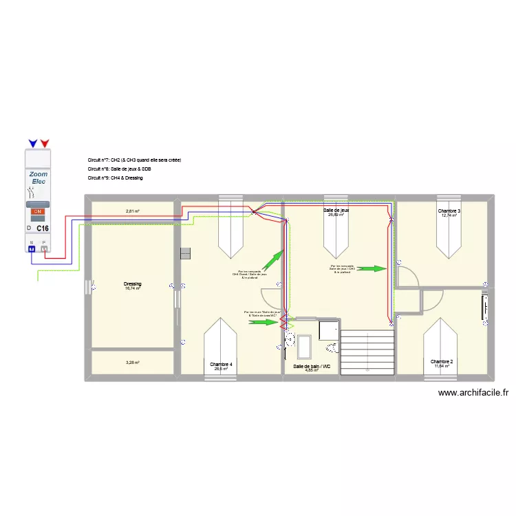 PC - Circuit n&deg;8 (Salle de jeux & SDB). Plan de 8  et 108 m²