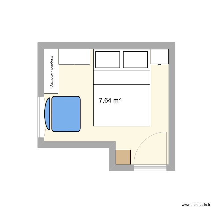 CHAMBRE. Plan de 1 pièce et 8 m2