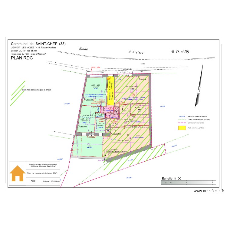 PC 2 Florian Plan de masse et division RDC sans Tiers. Plan de 0 pièce et 0 m2