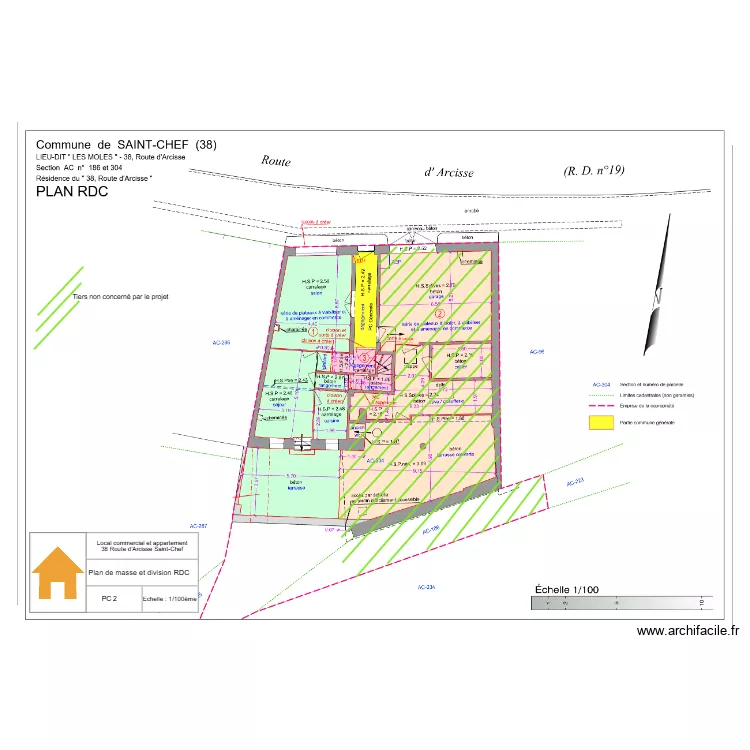 PC 2 Florian Plan de masse et division RDC sans Tiers. Plan de 
