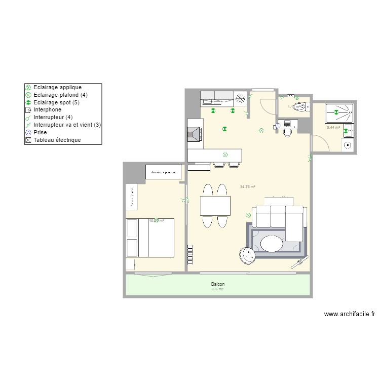 Appartement Bxl apres travaux et aménagé. Plan de 0 pièce et 0 m2