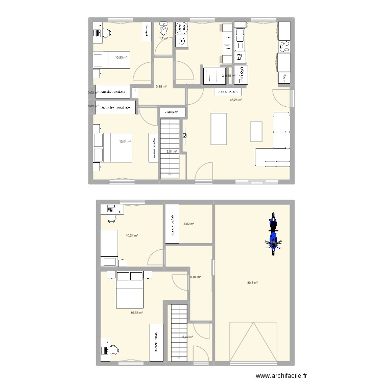 Maison 2. Plan de 16 pièces et 151 m2