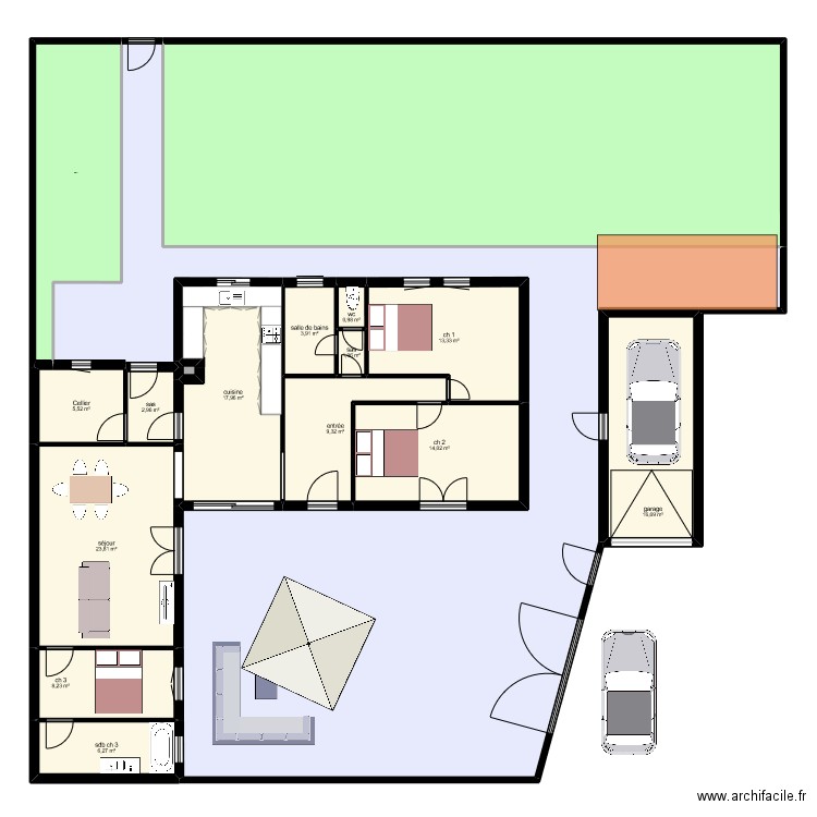 RABAH . Plan de 17 pièces et 395 m2