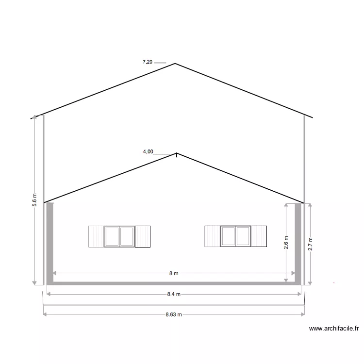 Garage cot&eacute; Est maison P1. Plan de 