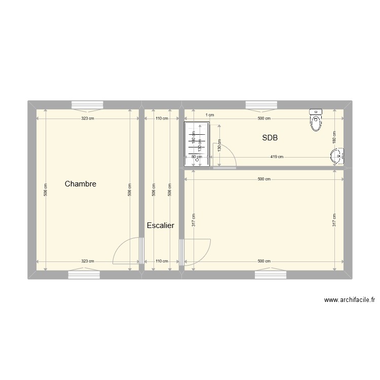 Lacroix - Sury Etage 1. Plan de 4 pièces et 47 m2